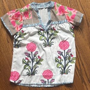 Floral Print Women’s Top - Pink & White